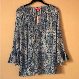 Lilly Pulitzer Willa Flounce Sleeve, NWT, sz L